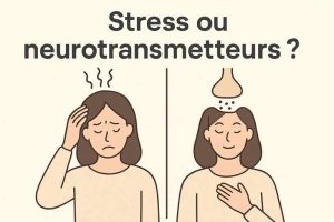 Illustration montrant la différence entre stress et déséquilibre des neurotransmetteurs