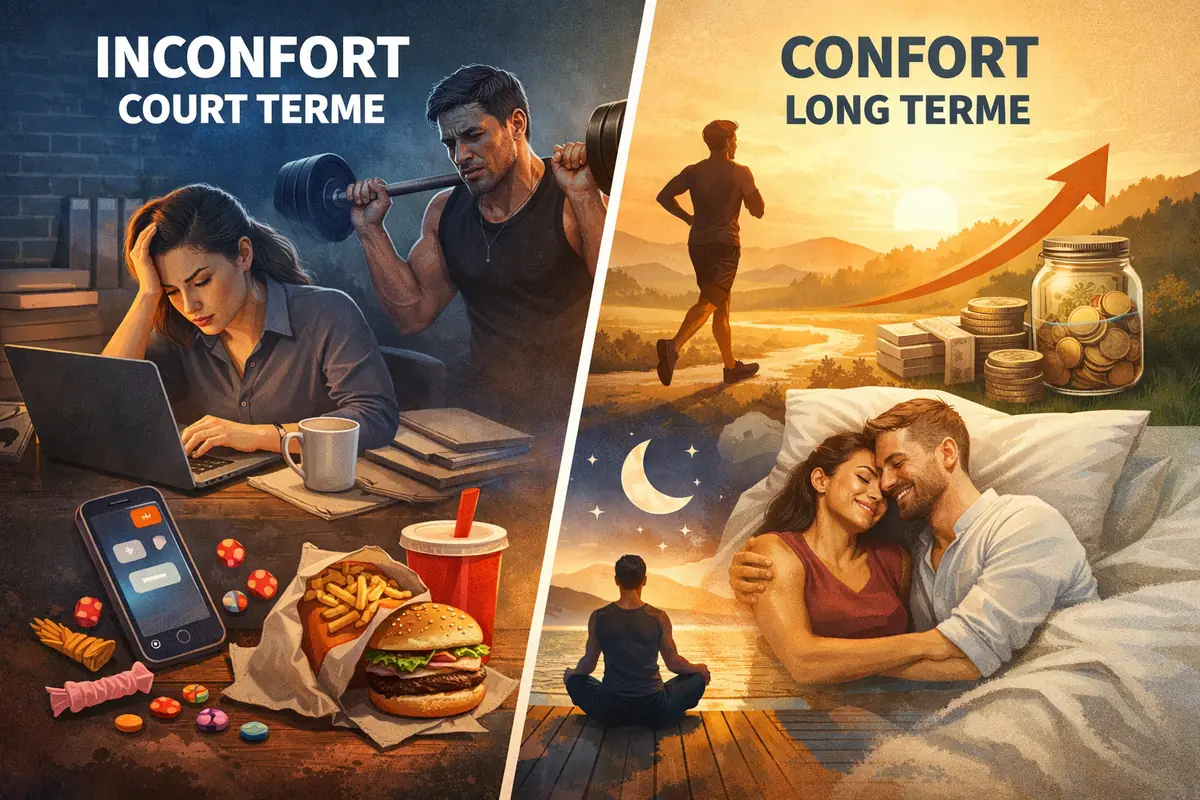 Inconfort court terme, confort long terme : le principe qui change tout (sommeil, sport, alimentation, argent, relations)